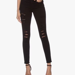 FRAME black distressed le high skinny jean 25